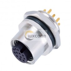 M12 12Pin Connector A-Code Female PCB Mount Receptacle Rear Mounting Type M12 12Pin Connector A-Code Female PCB Mount Receptacle Rear Mounting Type
