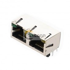 Double RJ45 Connector Jack with LEDs - Shielded