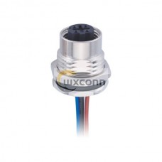 Industrial M12 Wiremount Connector 4Pin D-Coding Female Front Mount With Wires 1M AWG22 Shield Industrial M12 Wiremount Connector 4Pin D-Coding Female Front Mount With Wires 1M AWG22 Shield