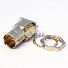 Bulkhead Female BNC 180° Edge Mount for PCB Mount Nickel Plating 75Ohm