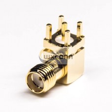 SMA 90 Degree Jack Connector Through Hole for PCB Mount SMA 90 Degree Jack Connector Through Hole for PCB Mount