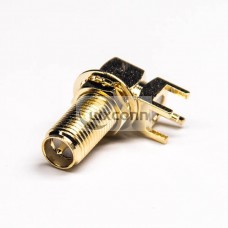 Angled SMA Connector Female front Bulkhead Through Hole for PCB Mount 50 Ohm Angled SMA Connector Female front Bulkhead Through Hole for PCB Mount 50 Ohm