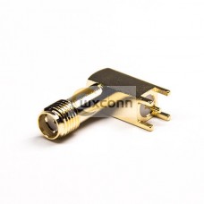 90° SMA Connector Threaded Right Angled Through Hole for PCB 50 Ohm