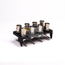 8 Holes Female BNC Connector Angled Through Hole for PCB Mount 8 Holes Female BNC Connector Angled Through Hole for PCB Mount