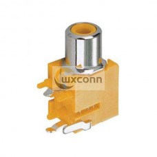 RCA Connector 90 Degree Angle For PCB Mount with Yellow ABS Female RCA Connector 90 Degree Angle For PCB Mount with Yellow ABS Female