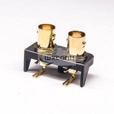 2 Holes BNC Connectors Female Angled Through Hole for PCB Mount