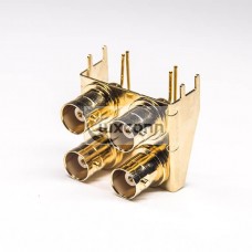 4 Holes BNC Connector Right Angled Female Through Hole PCB Mount Gold Plating 4 Holes BNC Connector Right Angled Female Through Hole PCB Mount Gold Plating