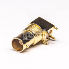 50Ohm BNC Connector   Female Right Angled Bulkhead DIP Type for PCB Mount