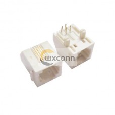3pcs RJ11 Telephone Jack 6P4C Female White Right Angle Connector without Led