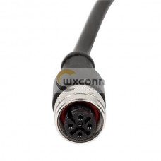 10pcs M12 4 Core A-Coding Female Straight Connector Molded 1.5M AWG22 PVC Black Cable Single Ended