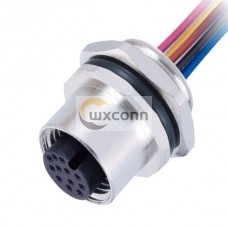 10pcs M12 12 pin Female Connector Back Mount Soldering Type With Wires 1M 10pcs M12 12 pin Female Connector Back Mount Soldering Type With Wires 1M