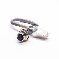 Industrial Ethernet Cables M12 8Pin Female To RJ45 Plug 30CM AWG24 Shield A Code Industrial Ethernet Cables M12 8Pin Female To RJ45 Plug 30CM AWG24 Shield A Code