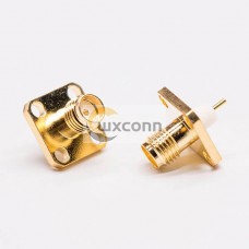 4 Hole Flange SMA Connector Jack for Panel Mount with Extended PTFE 4 Hole Flange SMA Connector Jack for Panel Mount with Extended PTFE
