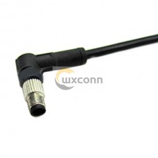 Overmold M5 Connector Right Angle 4Pin M5 Male Plug Screw Type Waterproof Non-Shield With 1M 26AWG Wire