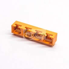 Orange RJ45 Jack Cconnector 4 Port Angled 8p8c DIP Through Hole for PCB Mount