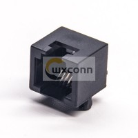 RJ12 Socket 6p6c Connector Black Angled Through Hole for PCB Mount RJ12 Socket 6p6c Connector Black Angled Through Hole for PCB Mount