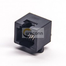 RJ12 Socket 6p6c Connector Black Angled Through Hole for PCB Mount RJ12 Socket 6p6c Connector Black Angled Through Hole for PCB Mount