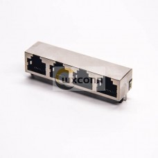 4 Port RJ45 Jack 8P8C 90 Degree Through Hole for PCB Mount 4 Port RJ45 Jack 8P8C 90 Degree Through Hole for PCB Mount