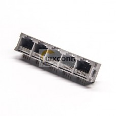 RJ45 Right Angle Coupler 1*5 Port Through Hole for PCB Mount Unshielded Jack RJ45 Right Angle Coupler 1*5 Port Through Hole for PCB Mount Unshielded Jack