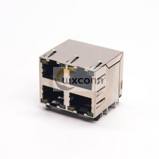 RJ45 Jack with LED 2x2 90 Degree DIP Type for PCB Mount with EMI RJ45 Jack with LED 2x2 90 Degree DIP Type for PCB Mount with EMI