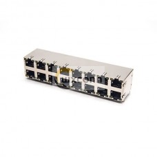 RJ45 Multi Socket 2x8 Port Ethernet Network Connector Shielded with LED RJ45 Multi Socket 2x8 Port Ethernet Network Connector Shielded with LED