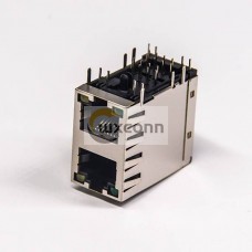 Stacked RJ45 2x1 Port 8p8c Ethernet Network Connector with LED DIP Type Stacked RJ45 2x1 Port 8p8c Ethernet Network Connector with LED DIP Type