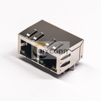 RJ45 Multiport Jack with EMI and leds 1×2 Right Angled 8p8c RJ45 Multiport Jack with EMI and leds 1×2 Right Angled 8p8c