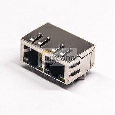RJ45 Multiport Jack with EMI and leds 1×2 Right Angled 8p8c RJ45 Multiport Jack with EMI and leds 1×2 Right Angled 8p8c