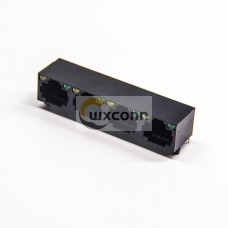 Through Hole RJ45 Connector with Led 8p8c Muti-port 1×4 Black with leds Through Hole RJ45 Connector with Led 8p8c Muti-port 1×4 Black with leds