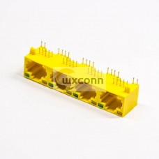 RJ45 8P8C Connectors with leds Yellew unshieled Muti-port 1×4