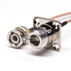 BNC Connector for Coaxial Cable Straight Male to 4 Hole Flange Female RG178 Cable BNC Connector for Coaxial Cable Straight Male to 4 Hole Flange Female RG178 Cable