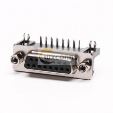 15 Pin D Sub Female Connector Right Angle Staking Type for PCB Mount