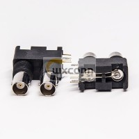 Coaxial to BNC Connector Dual Female Angled for PCB Mount Coaxial to BNC Connector Dual Female Angled for PCB Mount