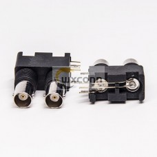 Coaxial to BNC Connector Dual Female Angled for PCB Mount Coaxial to BNC Connector Dual Female Angled for PCB Mount