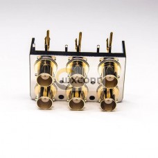 6 Holes Female BNC Connector Through Hole Right Angled for PCB Mount 6 Holes Female BNC Connector Through Hole Right Angled for PCB Mount