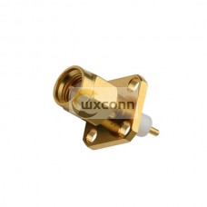 SMA 4Hole Square Flange Male Connector Epoxy Captivated with Extended PTFE SMA 4Hole Square Flange Male Connector Epoxy Captivated with Extended PTFE