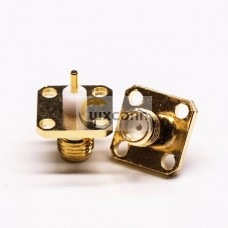 SMA Connector Female 180 Degree 4 Hole Flange for Panel Mount with Extend PTFE SMA Connector Female 180 Degree 4 Hole Flange for Panel Mount with Extend PTFE