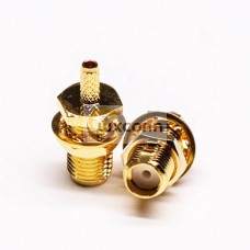 SMA Female Crimp Connector 180 Degree Bulkhead Gold Plating SMA Female Crimp Connector 180 Degree Bulkhead Gold Plating