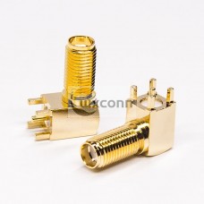 SMA Connector Right Angle Jack Through Hole for PCB Mount SMA Connector Right Angle Jack Through Hole for PCB Mount