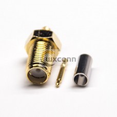 SMA Connector RP Female Crimp Type for RG316 Coaxial Cable Gold Plating SMA Connector RP Female Crimp Type for RG316 Coaxial Cable Gold Plating