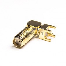 SMA Connector Angled Threaded 50 Ohm Through Hole Gold Plating