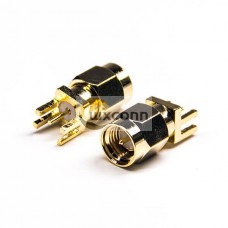 SMA Connector Straight Male Gold Plating 180 Degree Plate Edge Mount