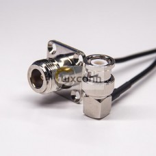 N Type Female Cable Straight 4 Hole Flange to Right Angle BNC Male for RG174 Cable N Type Female Cable Straight 4 Hole Flange to Right Angle BNC Male for RG174 Cable