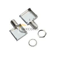 F Connector to Coaxial RF Female Angled with Shielding Can F Connector to Coaxial RF Female Angled with Shielding Can