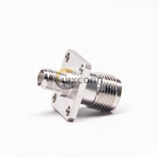 TNC to SMA Connector Female to Female 180 Degree 4 Hole Flange Stainless Steel