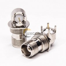 TNC Angle Connector Female Bulkhead for PCB Mount