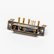 D SUB Staking Female Power 9W4 R/A Solder Type For PCB Mount