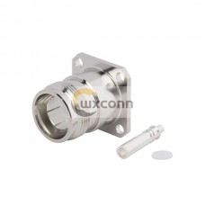 4.3/10 Connector Straight Female 4 Hole Flange  for .250" Semi-Rigid