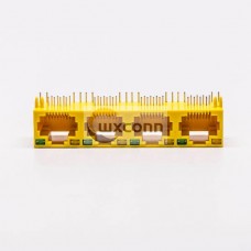 RJ45 Female 4 Port 90 Degree Connector 4 Port 8P Yellow Unshield With LED RJ45 Female 4 Port 90 Degree Connector 4 Port 8P Yellow Unshield With LED