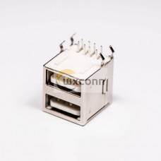 USB 2.0 High Speed Port Dual Port Type A 90° for PCB Mount USB 2.0 High Speed Port Dual Port Type A 90° for PCB Mount